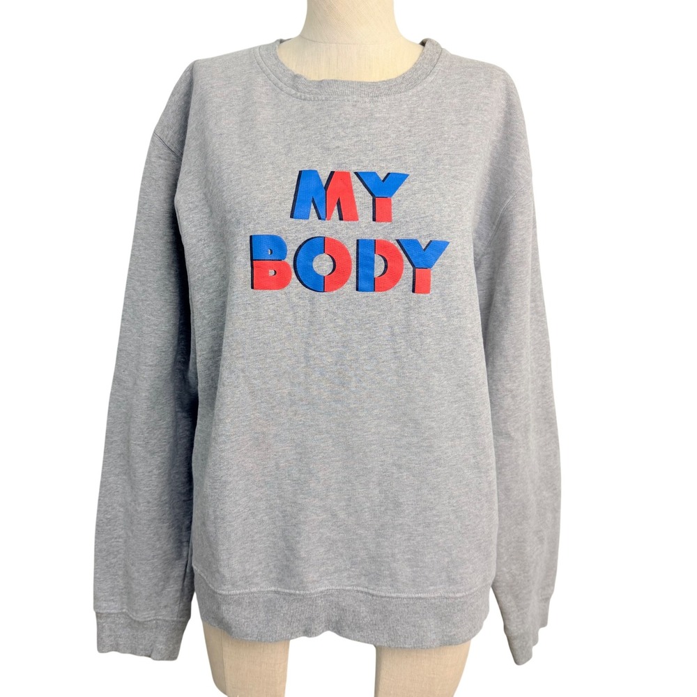 Madewell x KULE My Body Graphic Sweatshirt Gray Organic Cotton Large‎
